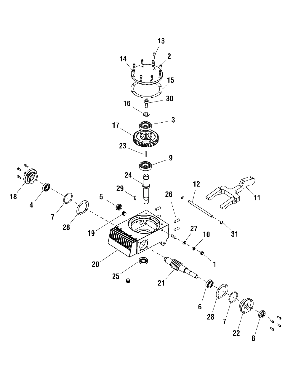 Reduction Gearbox Group (80003061) Diagram and Parts List for EX436-T 866056 Briggs and Stratton Miscellaneous
